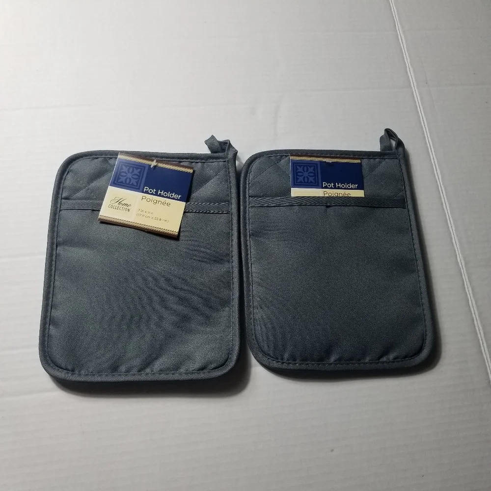 NWT HOME COLLECTION GRAY POT HOLDER SET WITH GRIP PAD